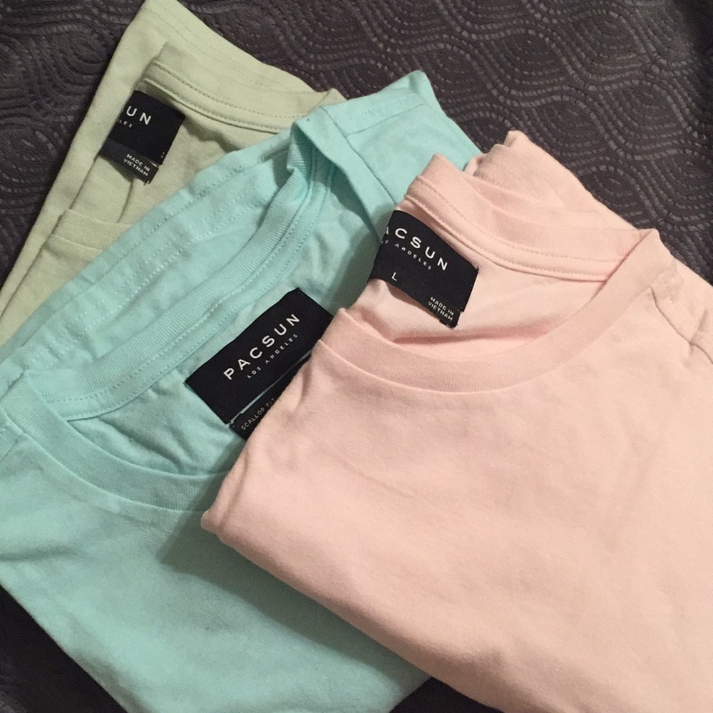 3 pack of pastel colored short sleeve tees